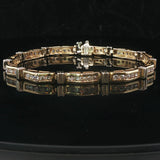 14k Yellow Gold and 2.5cttw Diamond Ladies Bar Link Bracelet 7.25"