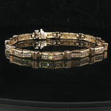 14k Yellow Gold and 2.5cttw Diamond Ladies Bar Link Bracelet 7.25"