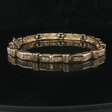 14k Yellow Gold and 2.5cttw Diamond Ladies Bar Link Bracelet 7.25"
