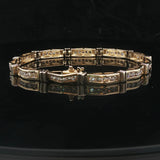 14k Yellow Gold and 2.5cttw Diamond Ladies Bar Link Bracelet 7.25"