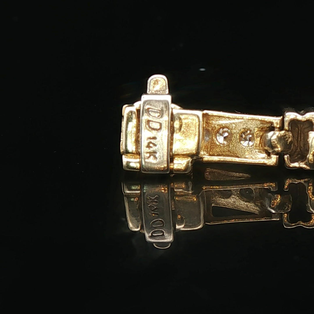 14k Yellow Gold and 2.5cttw Diamond Ladies Bar Link Bracelet 7.25"