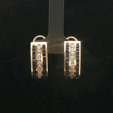 14k Yellow Gold Blue Sapphire and Diamond 9g Huggie Earrings