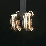 14k Yellow Gold Blue Sapphire and Diamond 9g Huggie Earrings