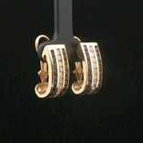 14k Yellow Gold Blue Sapphire and Diamond 9g Huggie Earrings