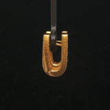 14k Yellow Gold and Diamond Solid Vintage Greek Key Huggie Earrings