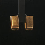 14k Yellow Gold and Diamond Solid Vintage Greek Key Huggie Earrings