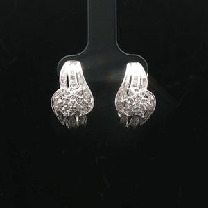 10k White Gold and 0.40cttw Diamond Ladies Huggie Earrings