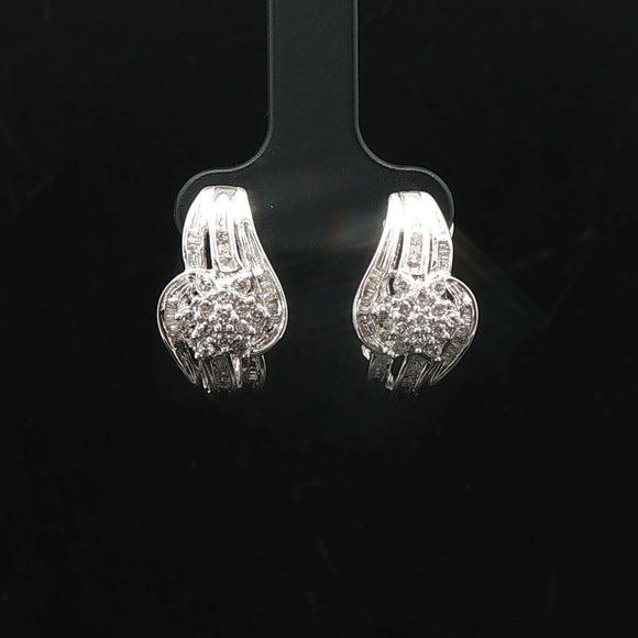 10k White Gold and 0.40cttw Diamond Ladies Huggie Earrings