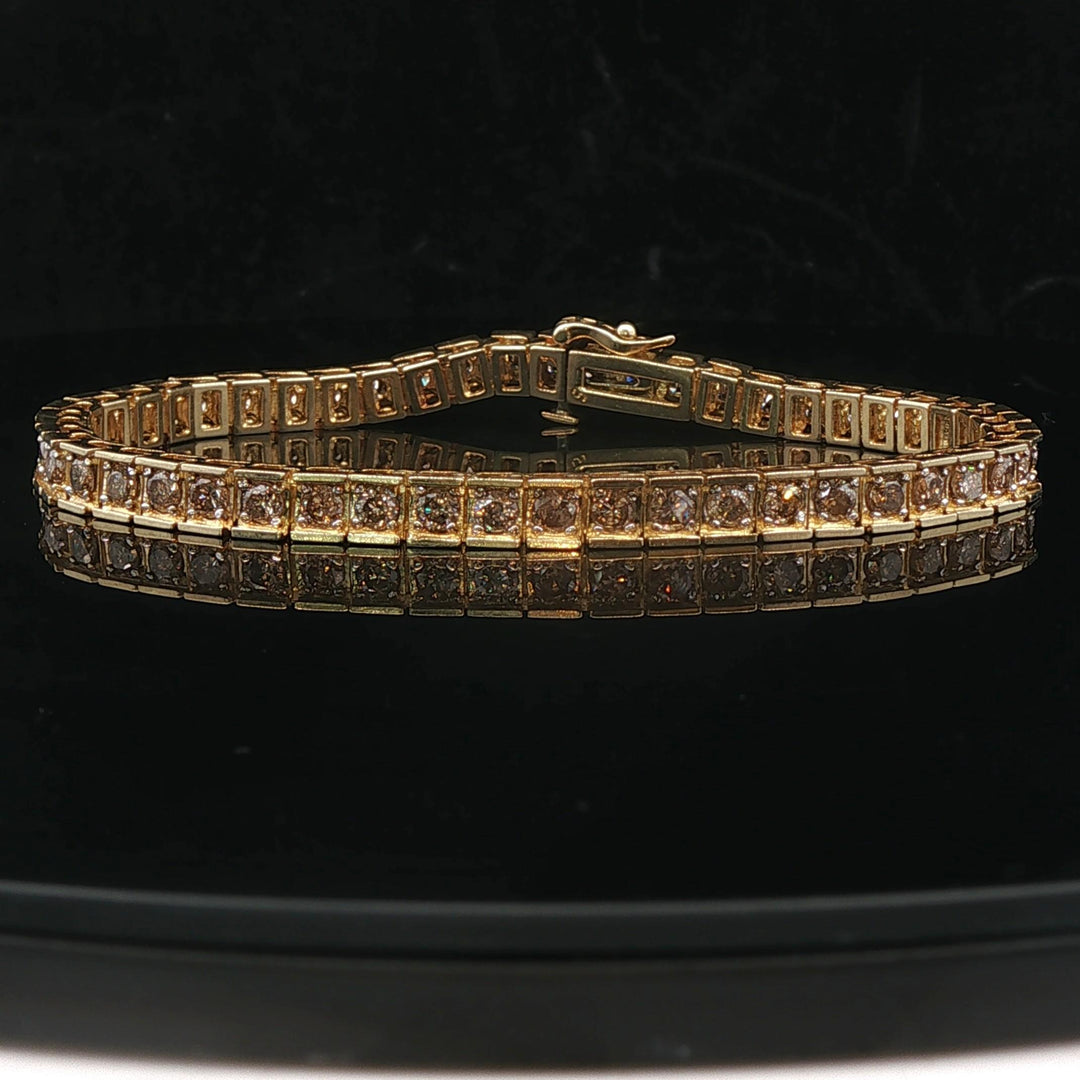 10k Yellow Gold and 2.5cttw Diamond Tennis Link Bracelet 7"