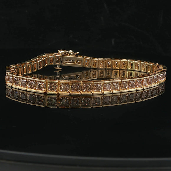 10k Yellow Gold and 2.5cttw Diamond Tennis Link Bracelet 7