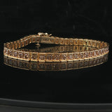 10k Yellow Gold and 2.5cttw Diamond Tennis Link Bracelet 7"