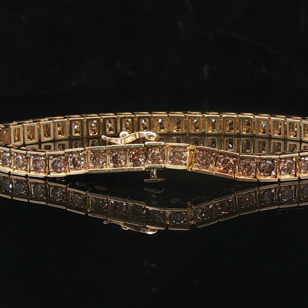 10k Yellow Gold and 2.5cttw Diamond Tennis Link Bracelet 7"