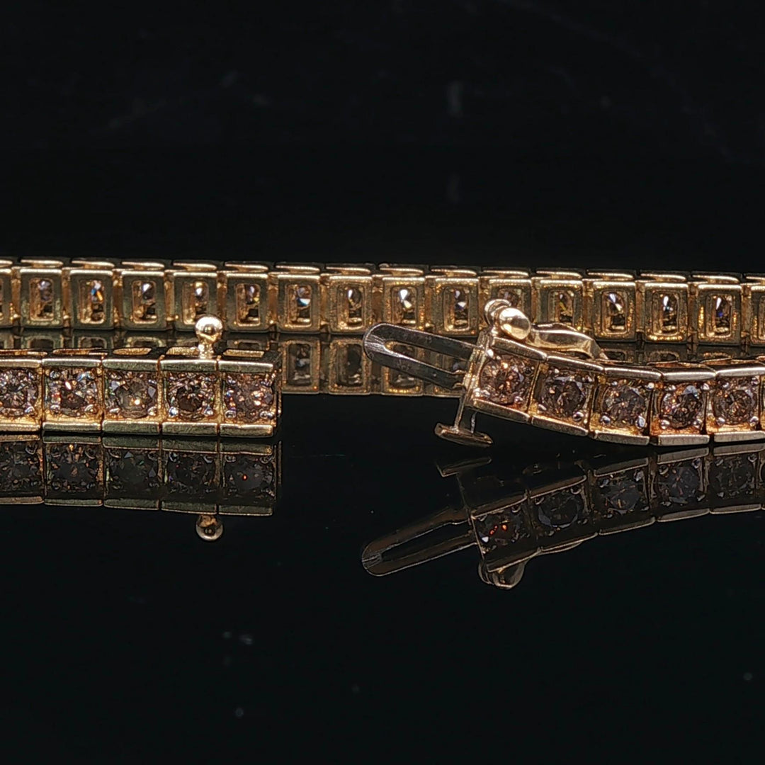 10k Yellow Gold and 2.5cttw Diamond Tennis Link Bracelet 7"