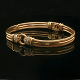 18k Yellow Gold and Diamond Vintage Cable Bangle Bracelet 6.5"