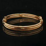 18k Yellow Gold and Diamond Vintage Cable Bangle Bracelet 6.5"