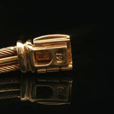 18k Yellow Gold and Diamond Vintage Cable Bangle Bracelet 6.5"