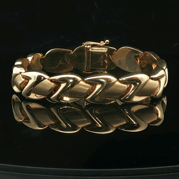 14k Yellow Gold 20g Ladies 12mm Fancy Link Bracelet Italy 7