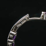 18k White Gold Amethyst and Diamond Inside Out Hoop Earrings Italy 1"