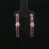 18k White Gold Amethyst and Diamond Inside Out Hoop Earrings Italy 1"