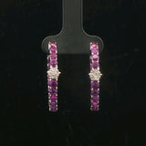 18k White Gold Amethyst and Diamond Inside Out Hoop Earrings Italy 1"