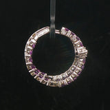 18k White Gold Amethyst and Diamond Inside Out Hoop Earrings Italy 1"