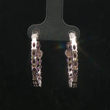18k White Gold Amethyst and Diamond Inside Out Hoop Earrings Italy 1"