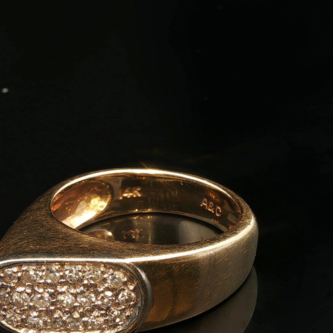 14k Yellow Gold and 0.50cttw Diamond Geometric Abstract Ring Size 6.5