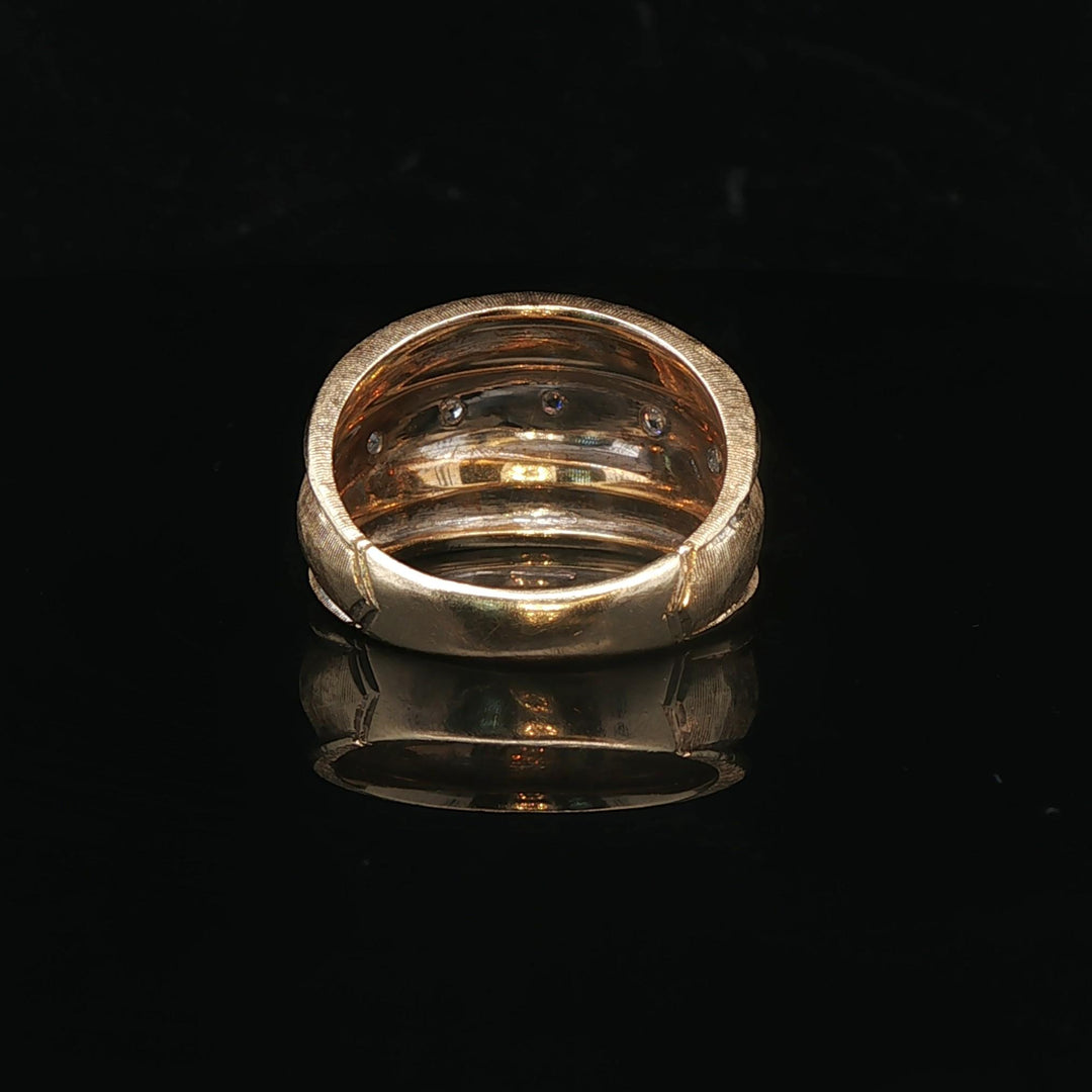 14k Yellow and White Gold Diamond Vintage 7.9g Band Ring Size 6.75