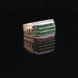 14k Yellow Gold Emerald and Diamond 6.5g Ring Size 7