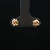 14k Rose Gold and Diamond Floral Stud Earrings
