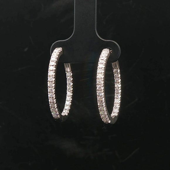 18k White Gold and 1cttw Diamond Inside Out Hoop Earrings Italy 1