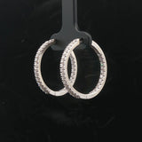 18k White Gold and 1cttw Diamond Inside Out Hoop Earrings Italy 1"