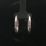18k White Gold and 1cttw Diamond Inside Out Hoop Earrings Italy 1"