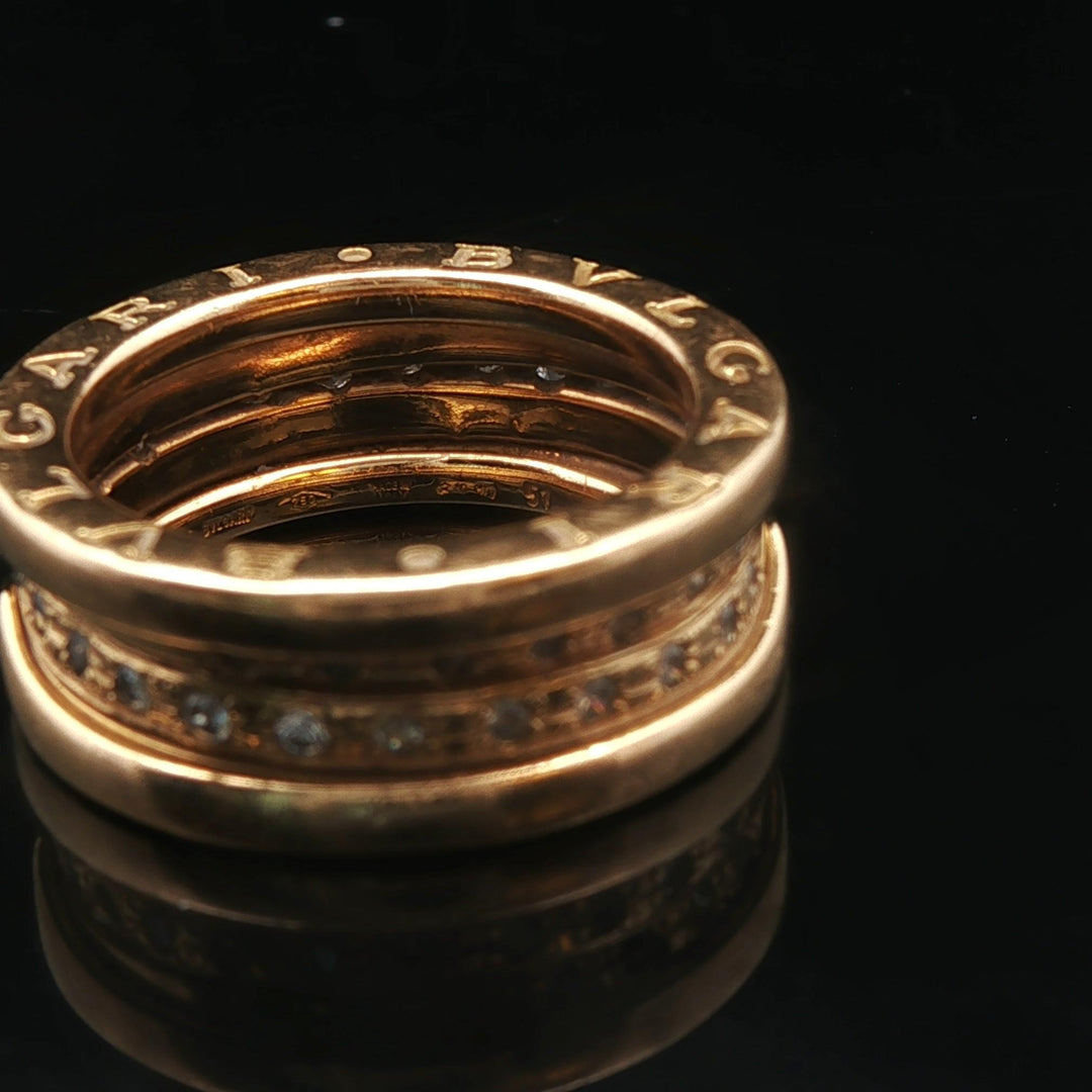 Bulgari B.zero1 18k Yellow Gold and Diamond Band Ring Size 5.5