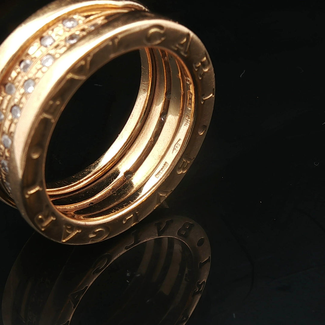 Bulgari B.zero1 18k Yellow Gold and Diamond Band Ring Size 5.5