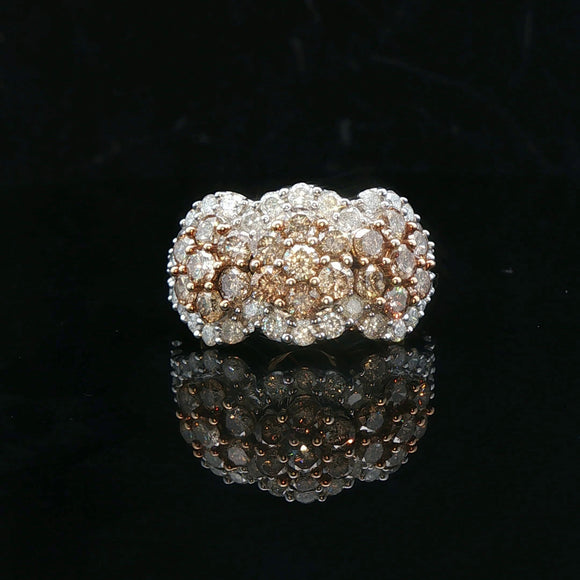 10k Yellow Gold 3cttw Chocolate and White Diamond Ring Size 7