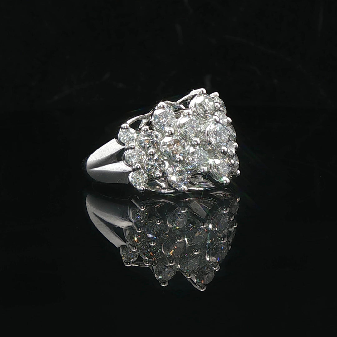 10k White Gold and 4cttw Diamond Ladies Cluster Ring Size 7