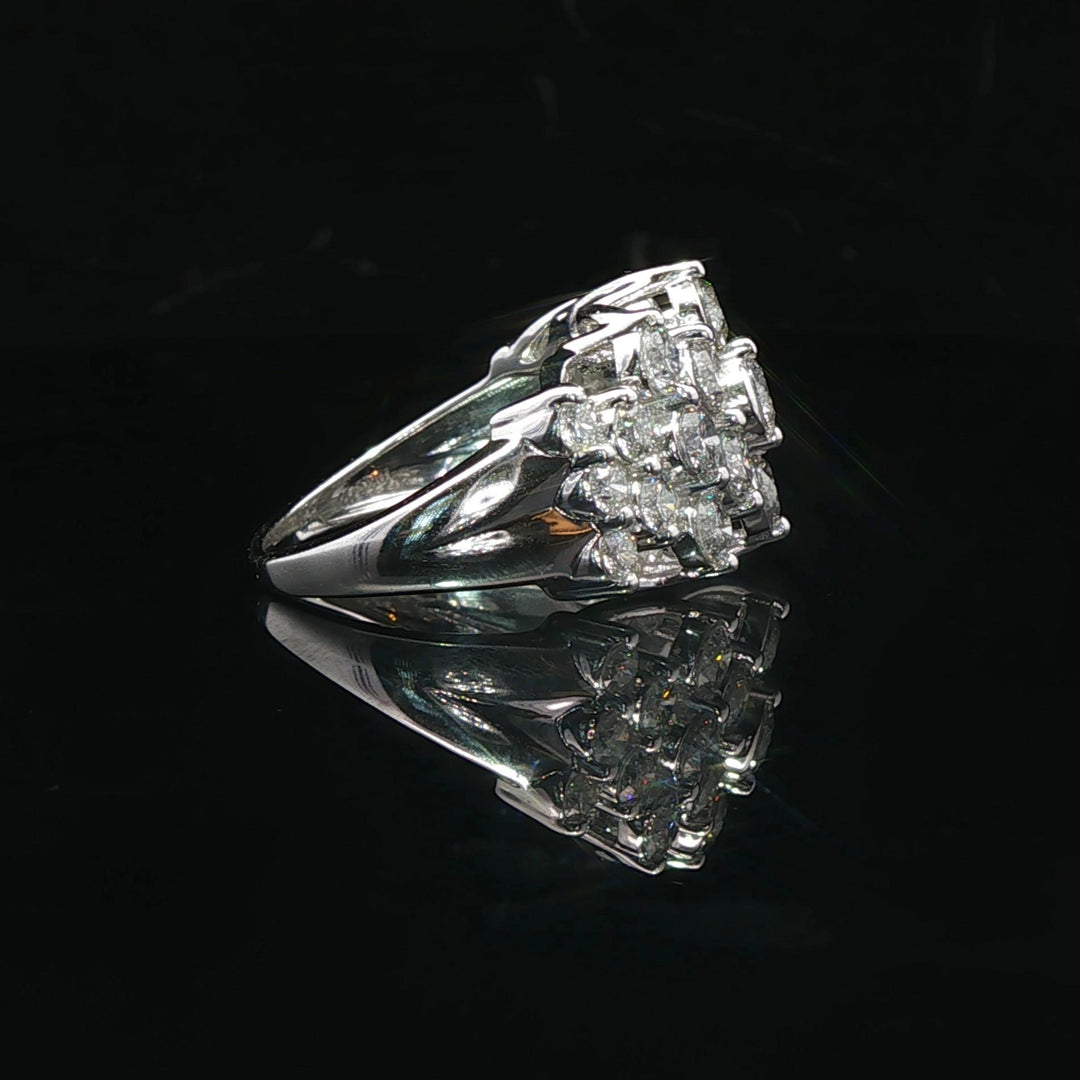 10k White Gold and 4cttw Diamond Ladies Cluster Ring Size 7