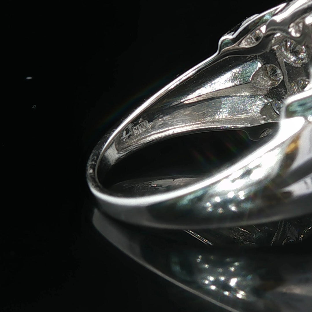 10k White Gold and 4cttw Diamond Ladies Cluster Ring Size 7