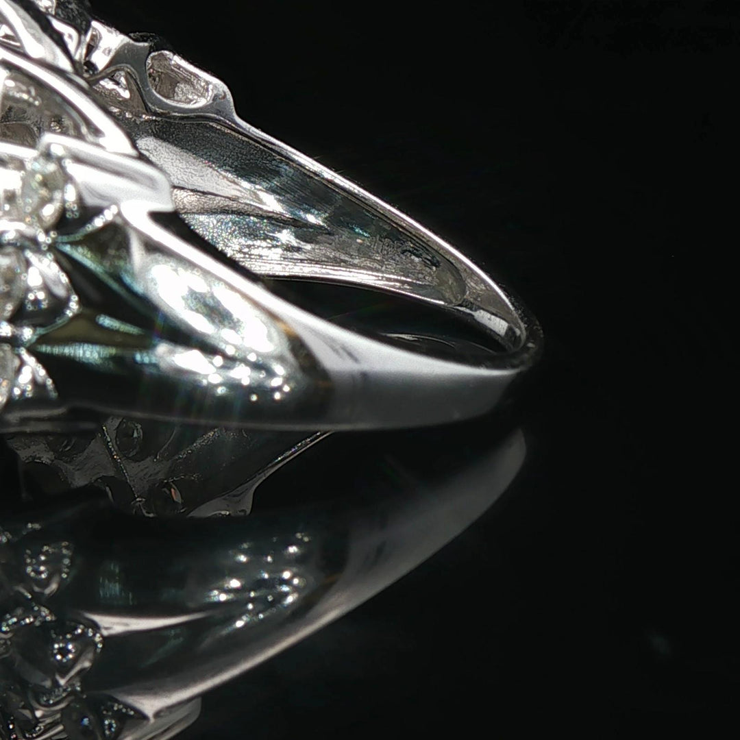 10k White Gold and 4cttw Diamond Ladies Cluster Ring Size 7