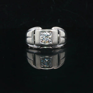 14k White Gold and 0.65ct Diamond Men's Buckle Ring Size 12