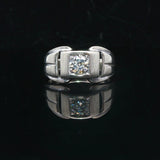 14k White Gold and 0.65ct Diamond Men's Buckle Ring Size 12