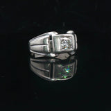 14k White Gold and 0.65ct Diamond Men's Buckle Ring Size 12
