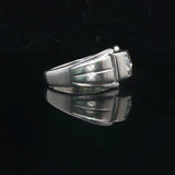 14k White Gold and 0.65ct Diamond Men's Buckle Ring Size 12