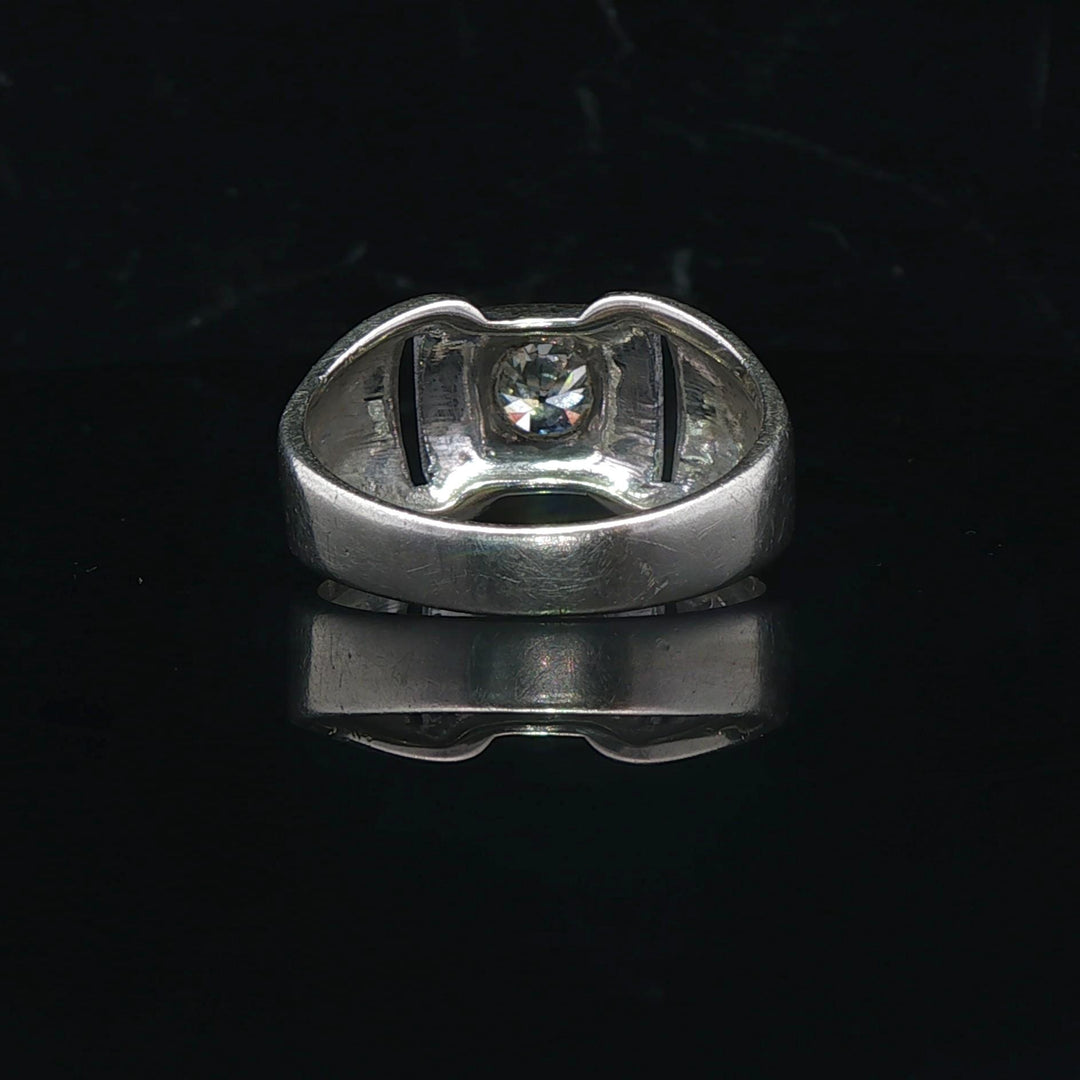 14k White Gold and 0.65ct Diamond Men's Buckle Ring Size 12