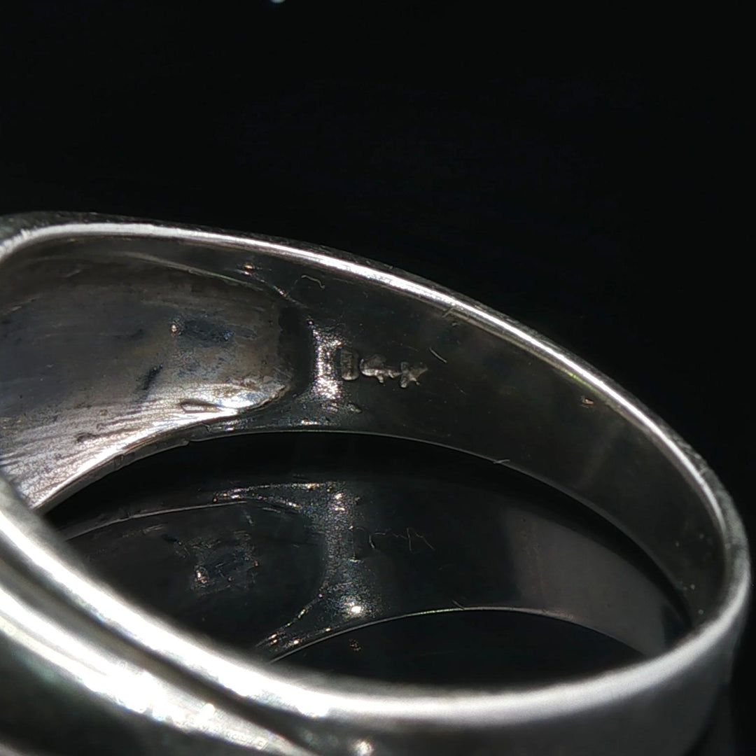14k White Gold and 0.65ct Diamond Men's Buckle Ring Size 12