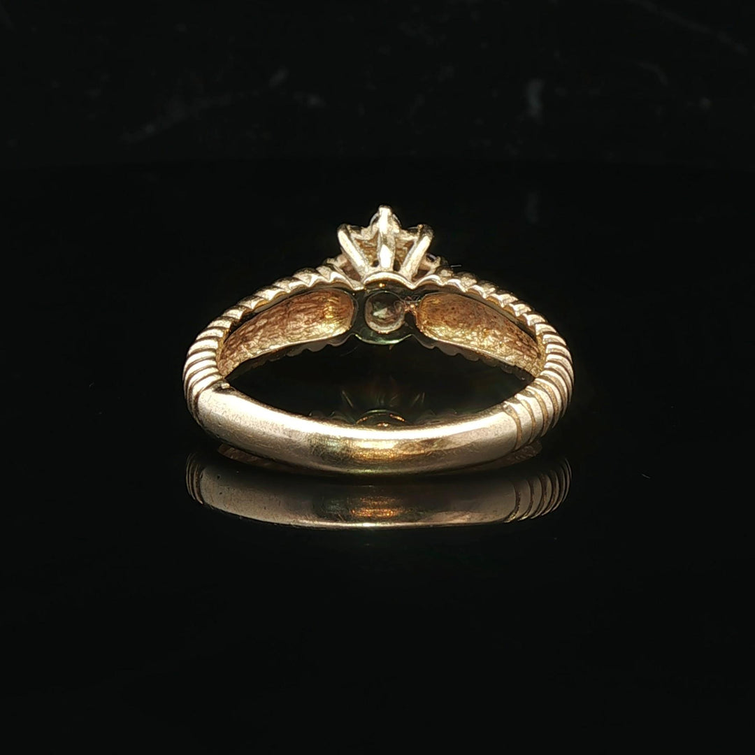 14k Yellow Gold Blue Sapphire and Diamond Ladies Ring Size 8