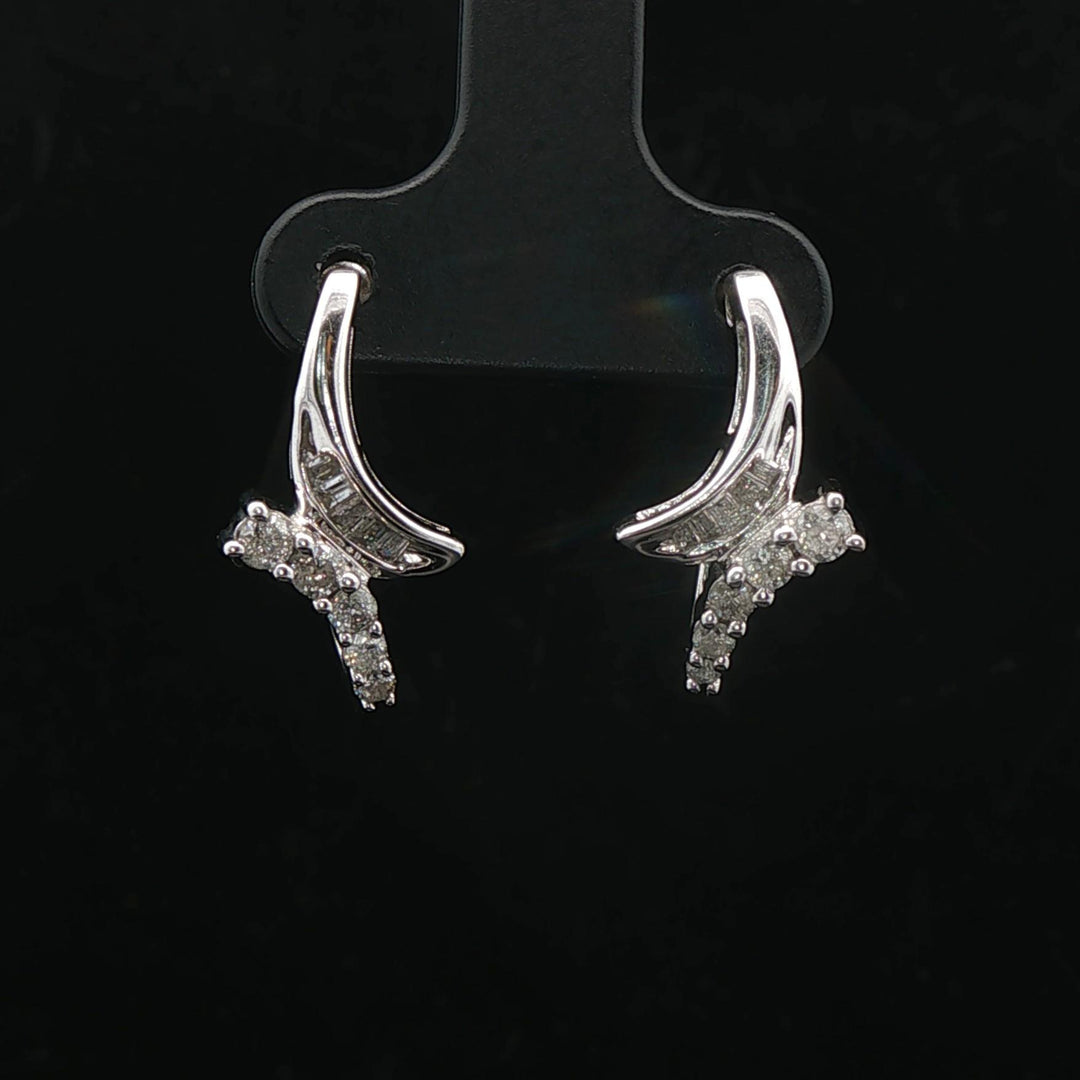 14k White Gold and 0.50cttw Diamond Huggie Earrings