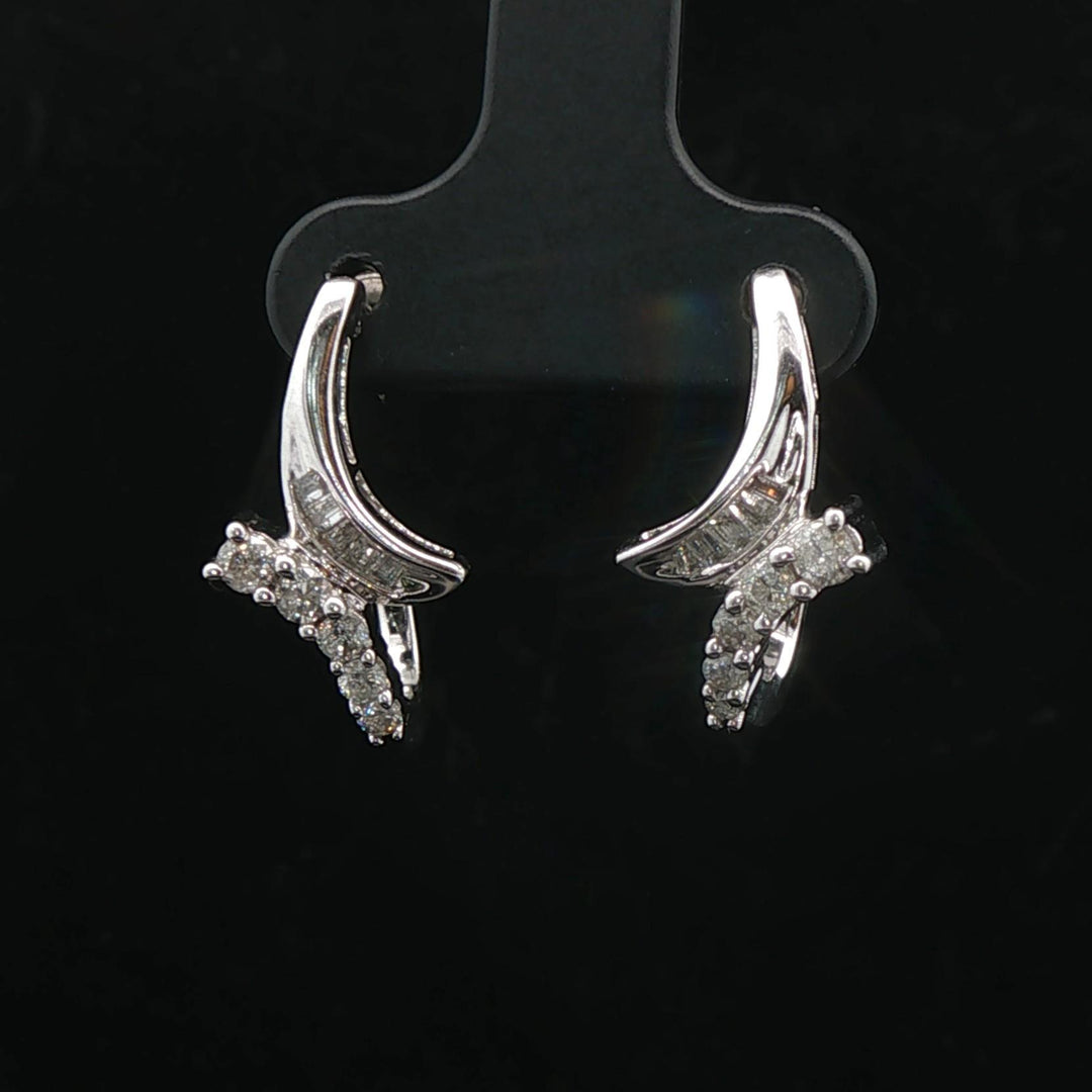 14k White Gold and 0.50cttw Diamond Huggie Earrings