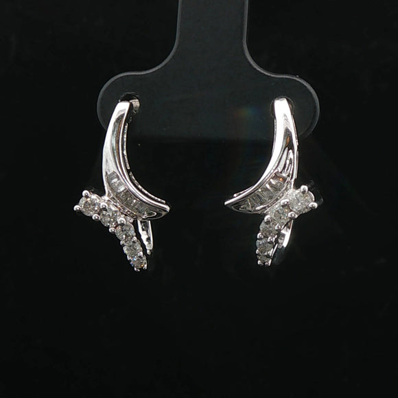14k White Gold and 0.50cttw Diamond Huggie Earrings